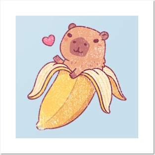 Cute Capybara In Banana Posters and Art